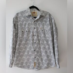 Larry Mahan Shirt Cowboy Western Mens Large Pearl Snap Paisley Normcore